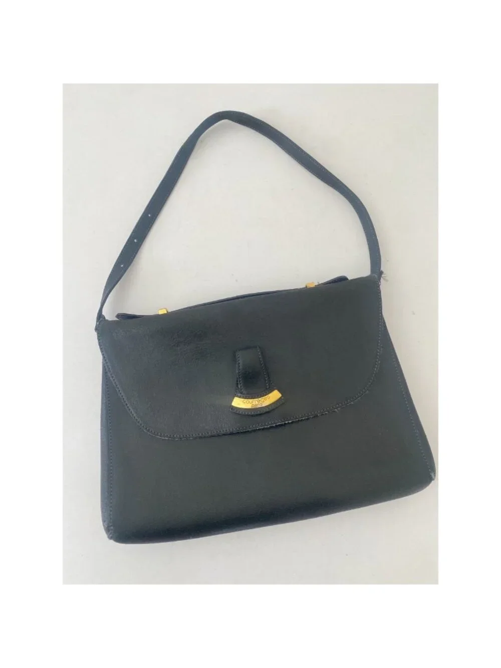 Vintage Courreges Paris Mini Briefcase Purse Shoulder Bag Black